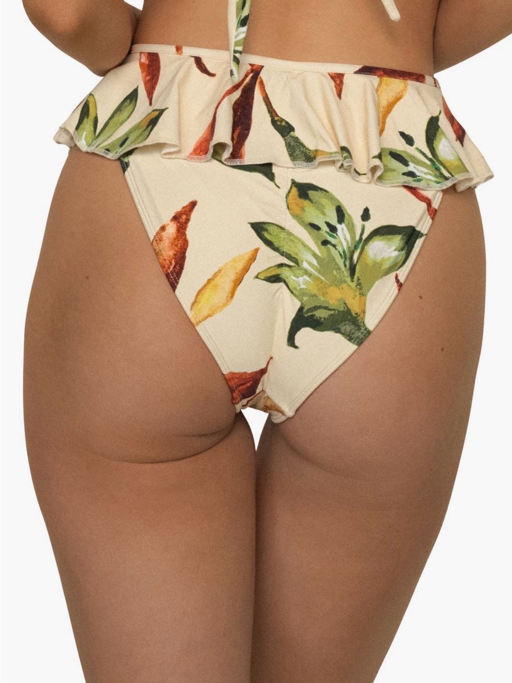 NWT Montce Tamarindo Rural Floral Ruffle Bikini Bottoms - Cream - Picture 2 of 6